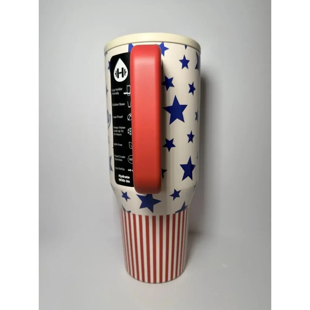 HydroJug 🇺🇸 ACTA AMERICANA 40oz Traveler Tumbler Stars Stripes Red White Blue
